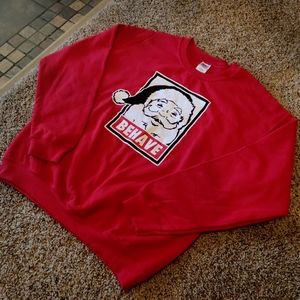 Men's Holiday Crewneck Sweatshirt L Obey Style Red
